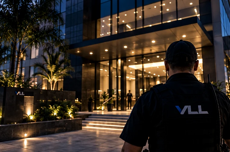 Profissional de segurança em ambiente corporativo